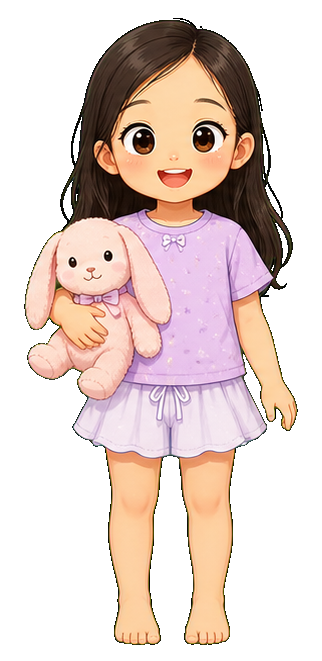Elle in her lavender bunny outfit